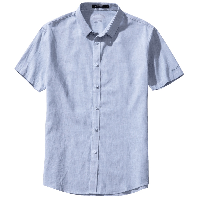 千纸鹤男士衬衣男2019新款青年潮流休闲修身刺绣短袖衬衫10110