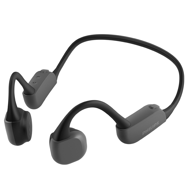 Philips/飞利浦TAA6606黑色 骨传导蓝牙耳机无线蓝牙专业跑步运动蓝牙5.2耳机防水双降噪挂耳式运动防汗水