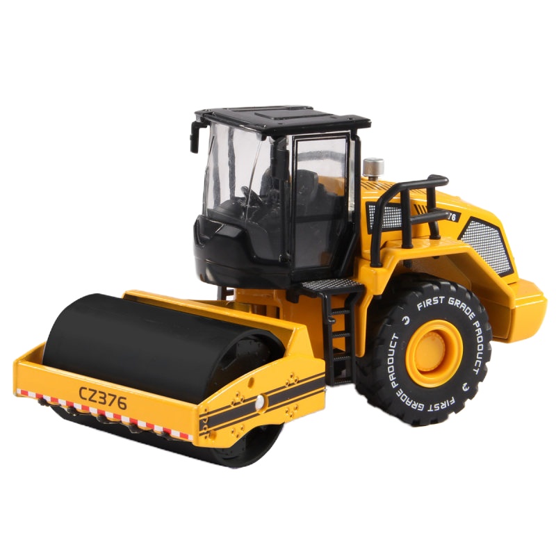 彩珀合金车模型工程车压路车挖土机仿真车模翻斗推土车男孩玩具车 单缸压路机