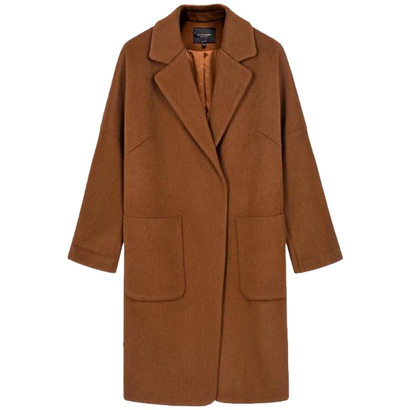 【热卖】拉夏贝尔冬季新款韩版时尚宽松显瘦中长款学生chic毛呢大衣外套女10015920