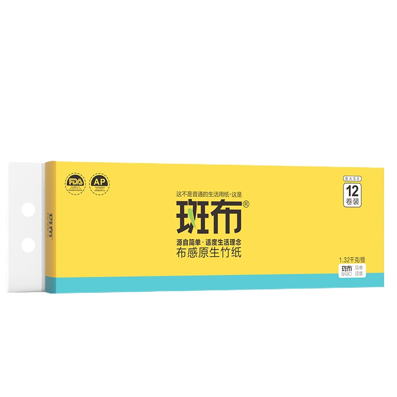 斑布(Babo)空心卷纸 1800g 12卷/提