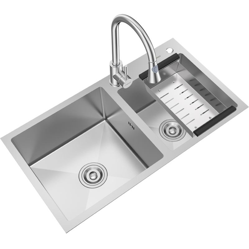 法恩莎[FAENZA]厨房水槽304不锈钢厨房手工水槽双槽家用厨房大容量洗菜盆洗菜池洗碗池套装