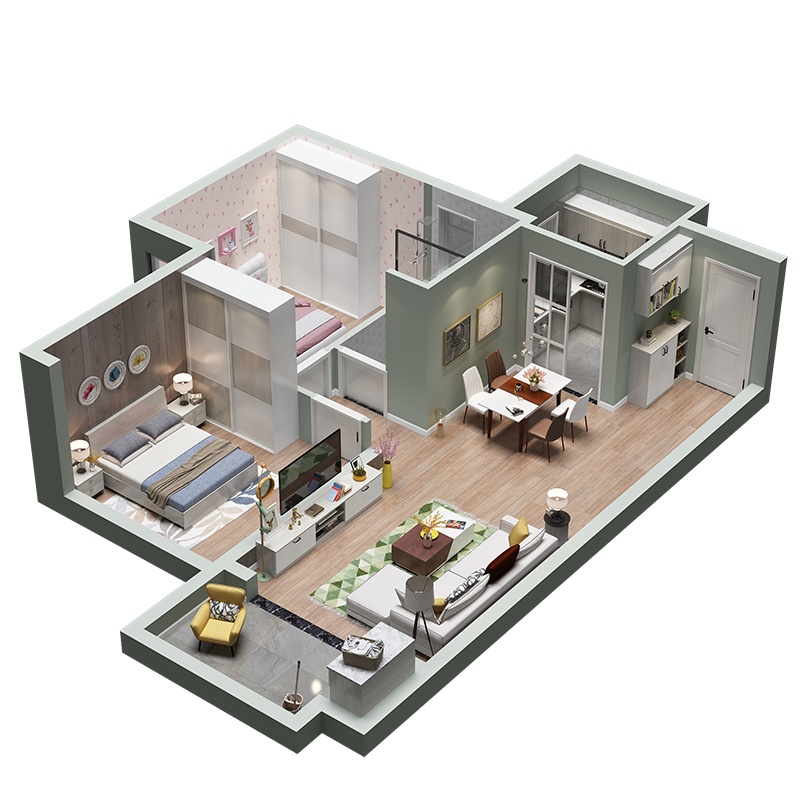 诗尼曼全屋定制两房两厅14800套餐 卧室衣柜客厅电视柜鞋柜定制