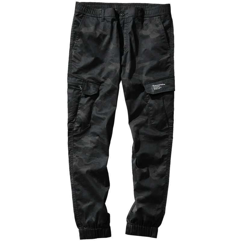 千纸鹤男士小脚九分裤宽松迷彩工装裤2019宽松运动裤潮90151