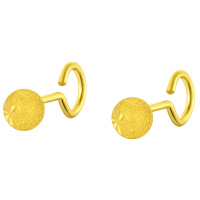 金一国囍足金3D硬金磨砂球耳饰女士黄金耳钉纯金礼送女友(计价) ACF003