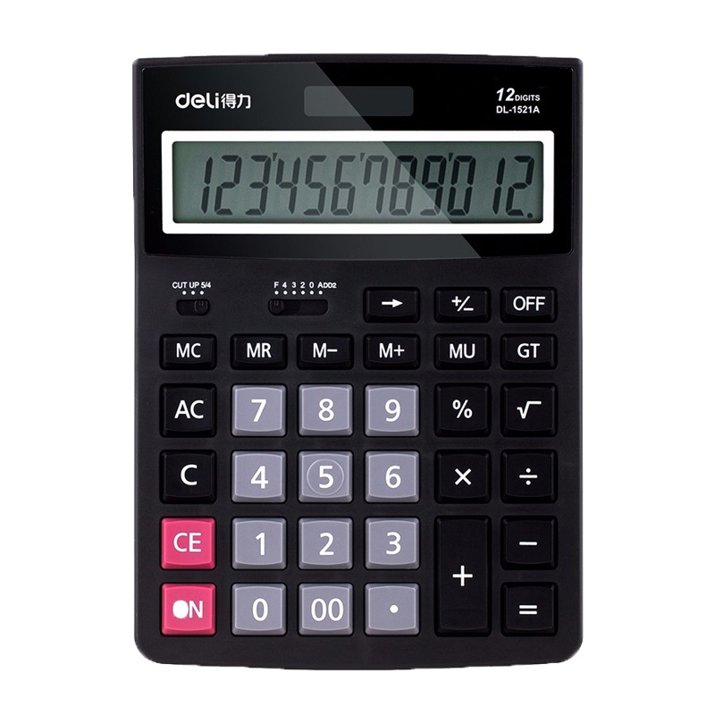 [精选]得力(deli) 1521A桌面计算器 12位数大屏幕大加号计算机
