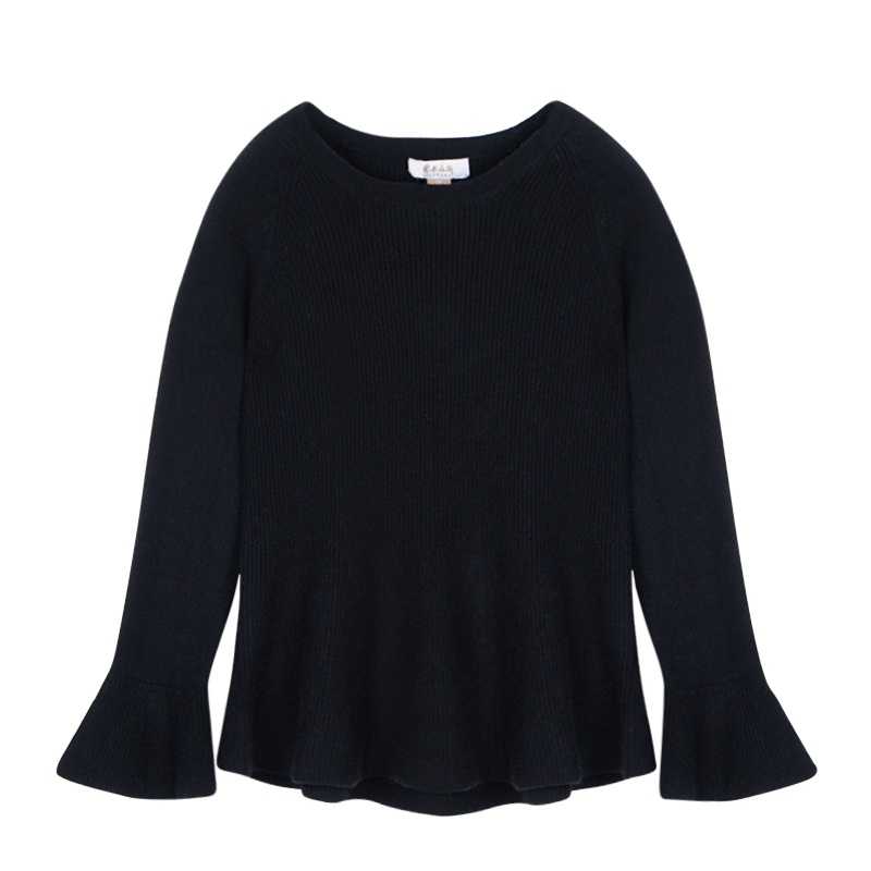 鄂尔多斯ERDOS 秋冬纯羊绒百搭基础圆领单畦羊绒衫女士针织衫/毛衣