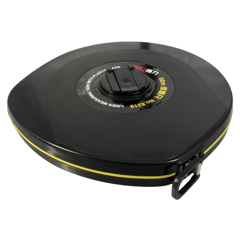 得力(deli)8219 皮卷尺 黑色 带刻度清晰 50米 工程户外施工测量皮卷尺 玻璃纤维PVC防水工程软皮尺 单只装