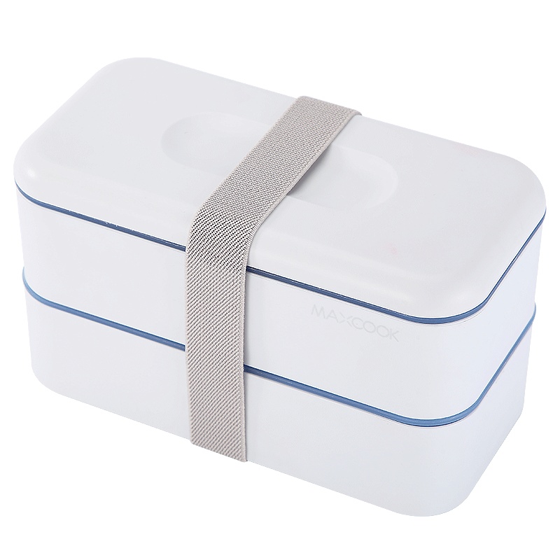 美厨(maxcook)双层日式饭盒便当盒 304不锈钢分隔饭盒便携式保鲜餐盒 配筷勺送袋子1120ml