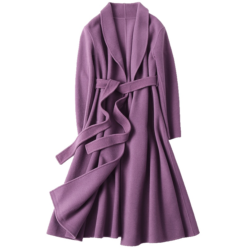 憨厚皇后2019新款春季海宁双面呢女士韩版休闲大衣羊毛呢子外套