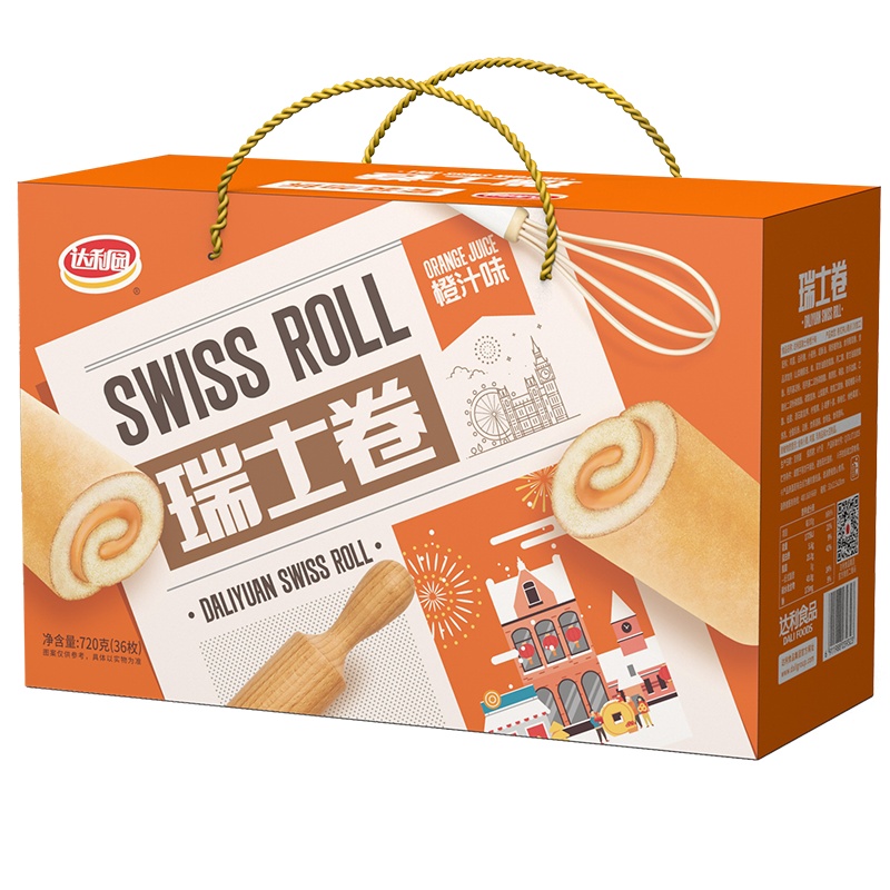 达利园瑞士卷橙汁味720g西式糕点礼盒装