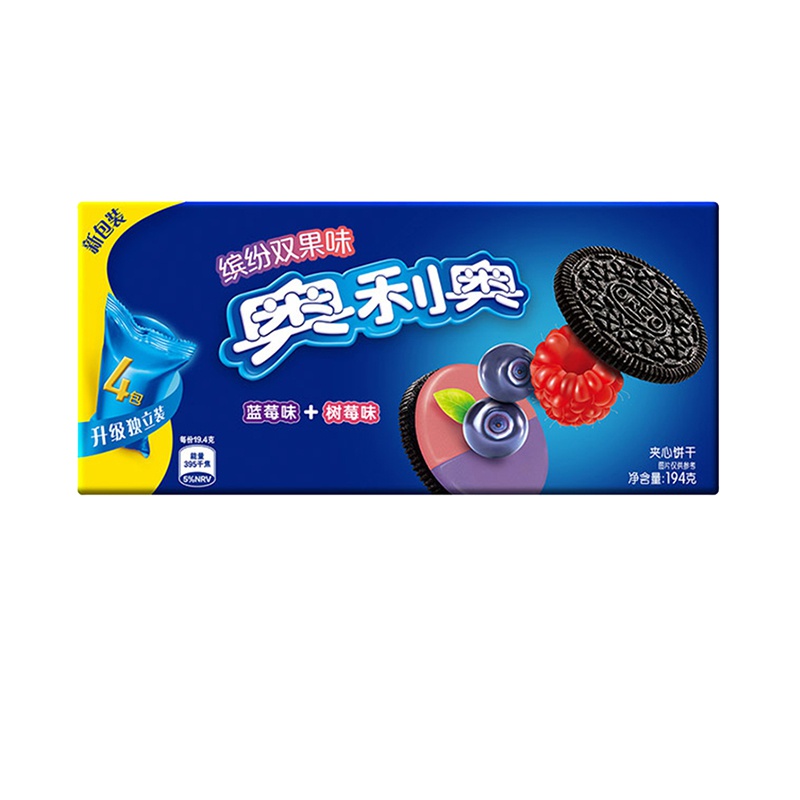 奥利奥(OREO) 夹心饼干 零食 缤纷双果味(蓝莓味+树莓味)194g
