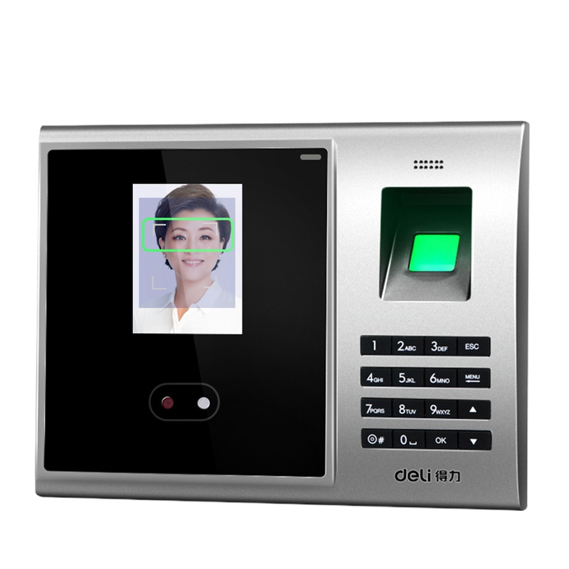 得力3749人脸+指纹式多功能打卡机面部人脸识别指纹考勤机签