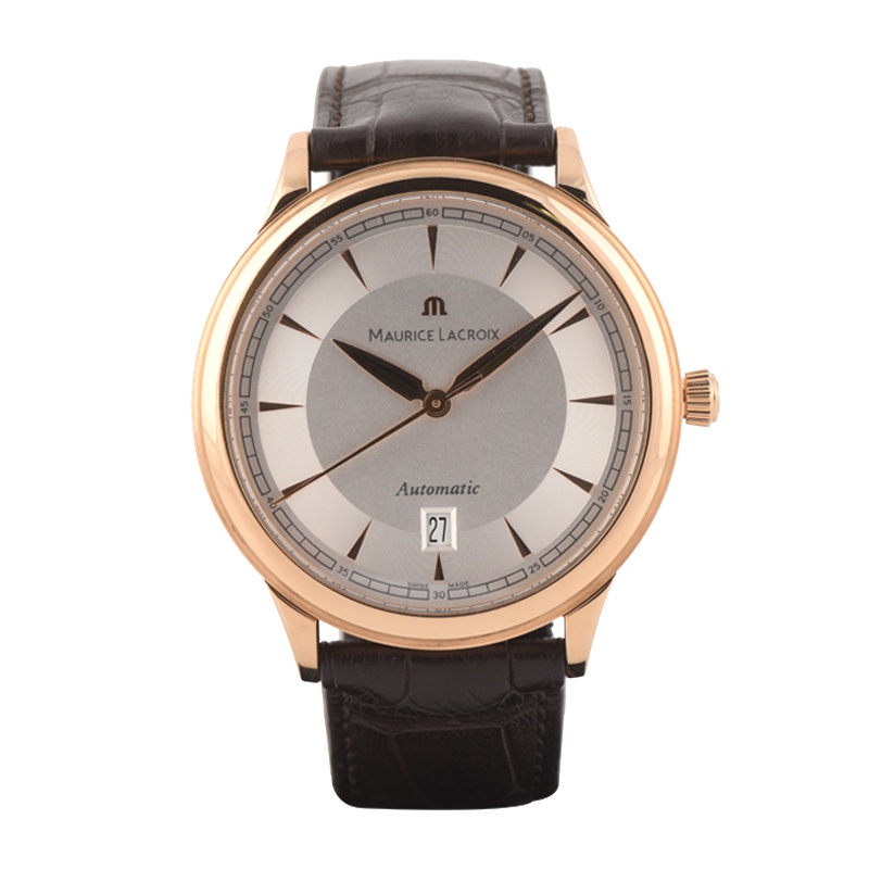 MAURICELACROIX艾美男士750玫瑰金白盘日历自动机械表10011583
