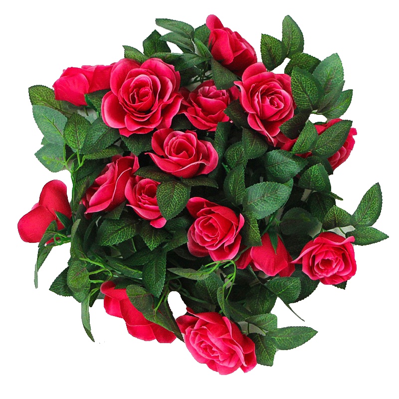 [苏宁自营]16头红色玫瑰仿真玫瑰花藤壁挂假花藤条空调管暖气管装饰室内吊顶