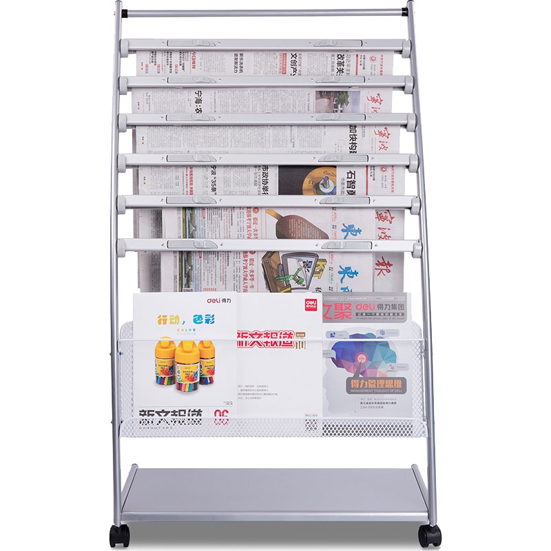 得力deli9303报刊架书报架/资料架/展示架/杂志架 多用型高档耐用635*360*1250mm大容量