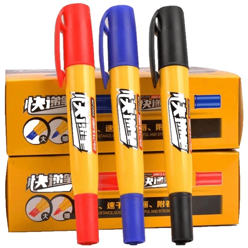 [12支装]宝克MP-2908双头记号笔油性大粗头快递物流笔黑色划重点勾线笔快干