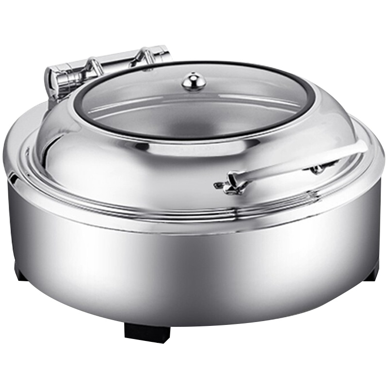 德玛仕(DEMASHI)自助餐炉布菲炉酒精灯炉 电加热翻盖餐炉1060B(304不锈钢 包围款 6L圆形)