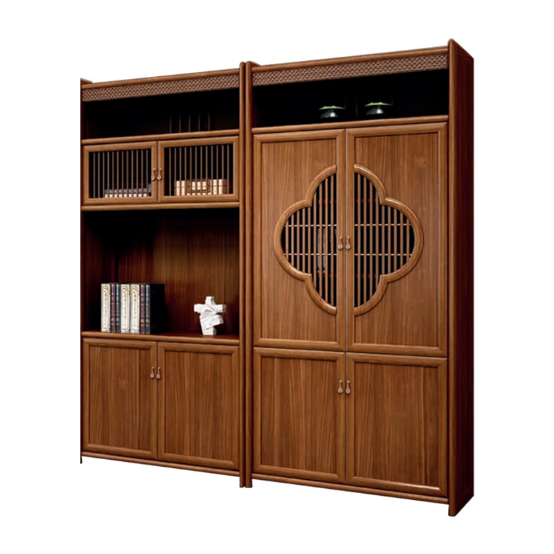 钜晟 新中式办公柜3.2米胡桃实木对开门文件柜储物柜JS-GLZW-3230