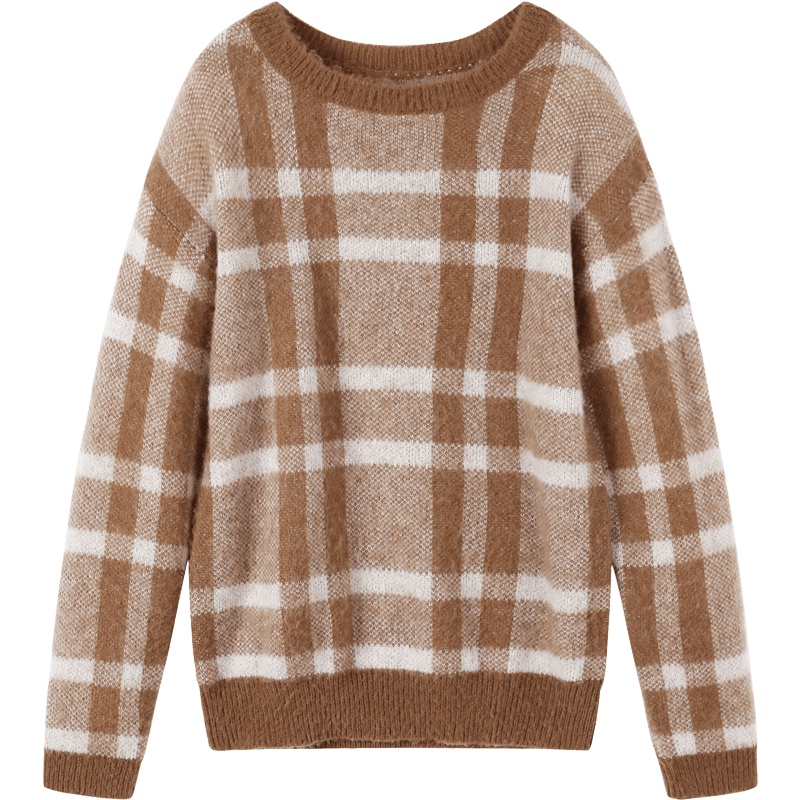 ERAL/艾莱依2018秋圆领针织衫长袖早秋毛衣女