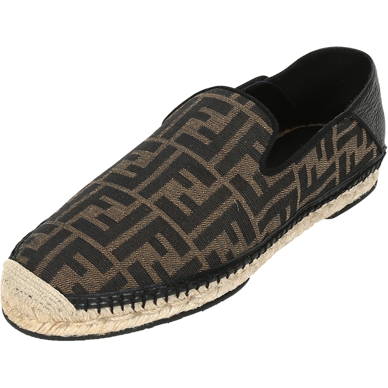FENDI 20fw 男士 织物配皮休闲鞋渔夫鞋麻编鞋 7P1359 AAWB