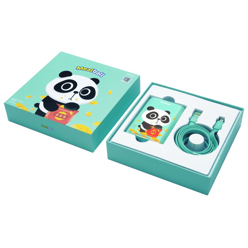 品胜移动电源 四喜丸子二 萌充套装熊滚滚10000毫安 Smart智能充 自带苹果数据线 浅豆绿