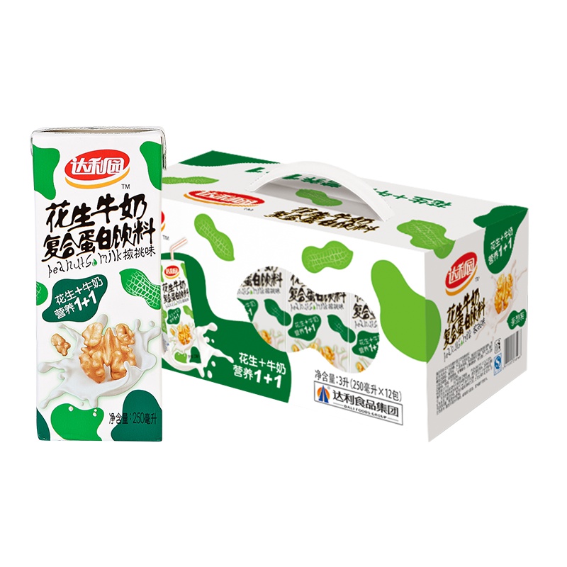 达利园花生牛奶核桃味250ml*12盒 原味奶饮料 含糖