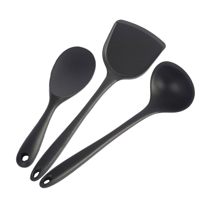 阳光飞歌 硅胶厨具套装 耐高温防烫不粘锅硅胶勺硅胶铲硅胶饭勺套装 3件套 黑色
