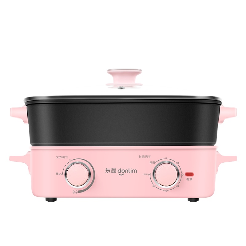东菱(Donlim)多功能料理锅 家用可定时多功能 火力可调 不沾涂层电火锅DL-5701(粉)