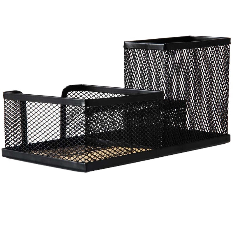 得力 9175金属多功能笔筒 黑色