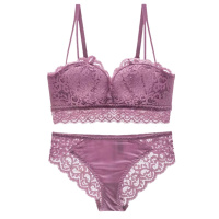 MNMU 聚拢文胸套装内衣女 上托收副乳无钢圈小胸聚拢性感美背胸罩