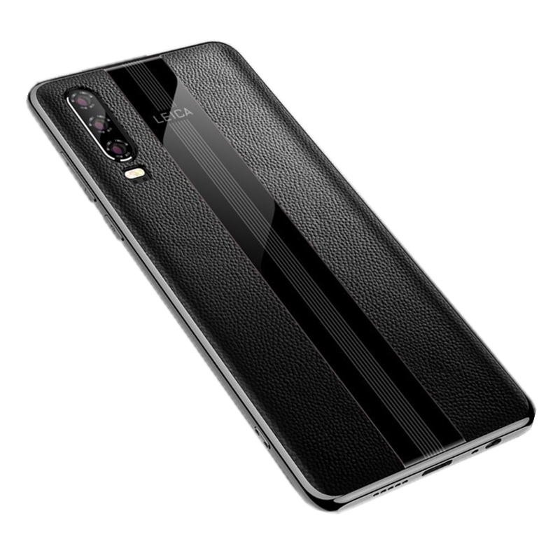 [送钢化膜]高铭宣 华为p30手机壳mate30pro保护套真皮头层牛皮保时捷皮套防摔高档限量款p3黑