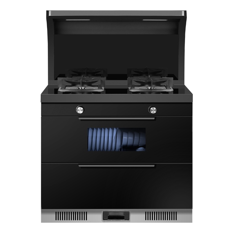 英国YUKIDA集成灶一体灶家用下排侧吸自动清洗消毒柜油烟机环保灶X02B-T08液化气