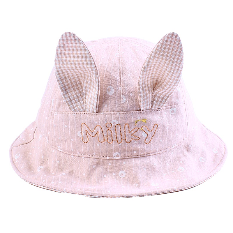 milky friends宝宝帽子春秋薄遮阳防晒渔夫帽0-2岁婴儿可爱超萌沙滩帽夏男女儿童盆帽
