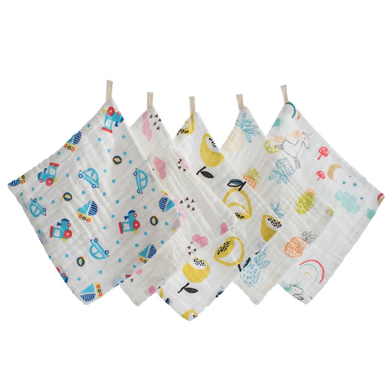 [六条装]缘玖朵婴儿纯棉六层纱布小方巾毛巾洗脸巾