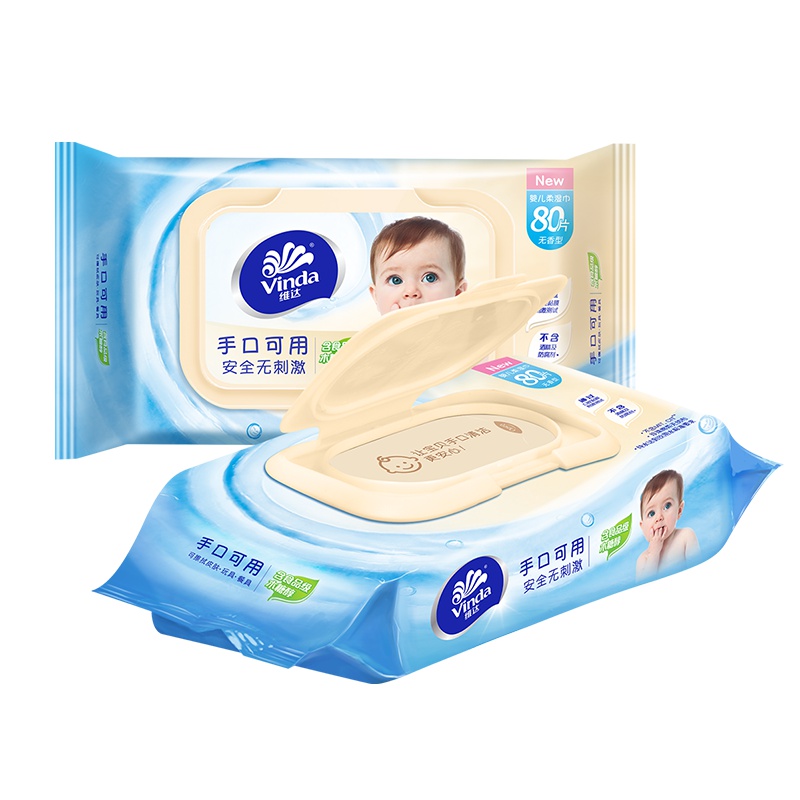 维达(Vinda) 湿巾 婴儿手口可用 80片*1包 宝宝儿童卫生洁肤湿纸巾(新旧包装交替发货)