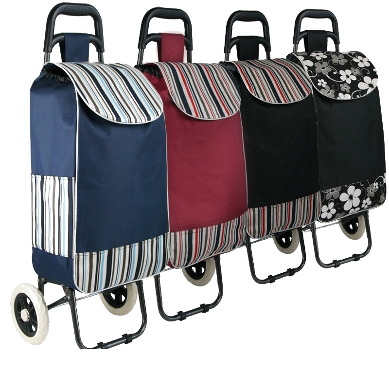 闪电客小拉车买菜车折叠车轻便老人购物车手推車便携手拉车行李车 两轮纯色黑(无侧袋)