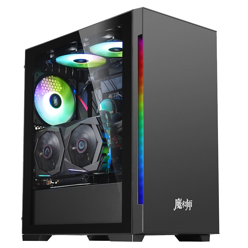 金河田(Golden field)魔术师super黑色电脑机箱 钢化玻璃电竞游戏台式水冷机箱