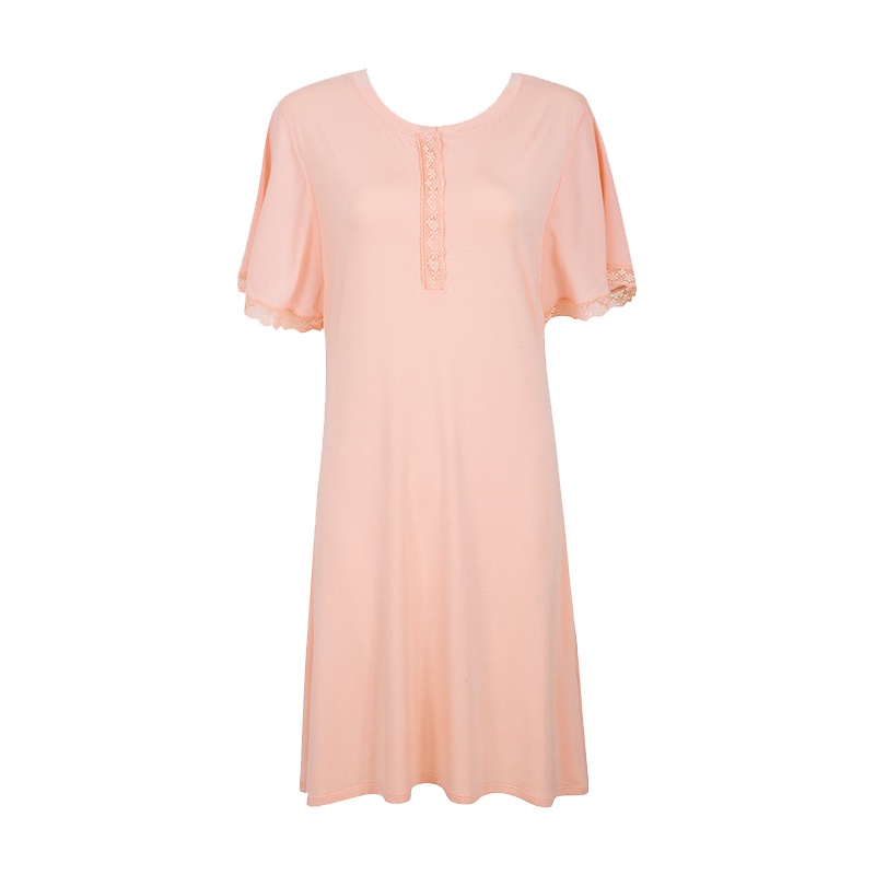 古今圆领珍珠雪纺短袖睡裙舒适时尚简约家居服 7H368