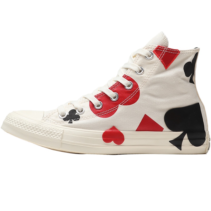 CONVERSE男鞋女鞋帆布鞋新款扑克印花高帮街头休闲运动鞋166463C