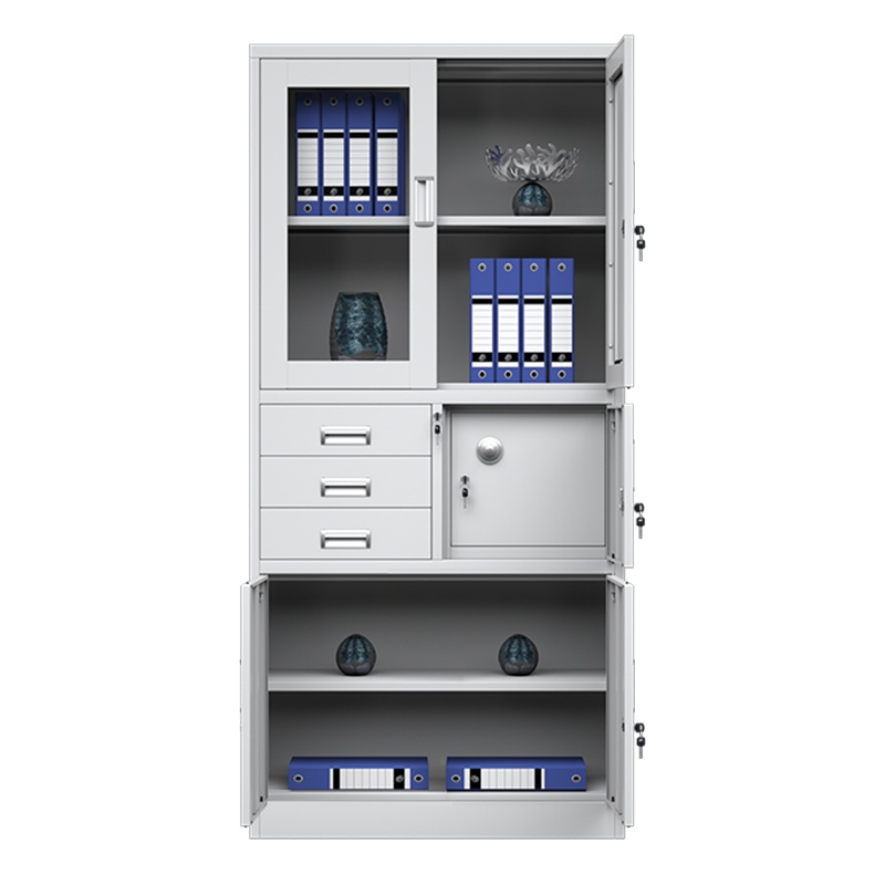 永格偏三斗内保密码文件柜铁皮柜玻璃对开门密码资料柜带锁财务档案柜