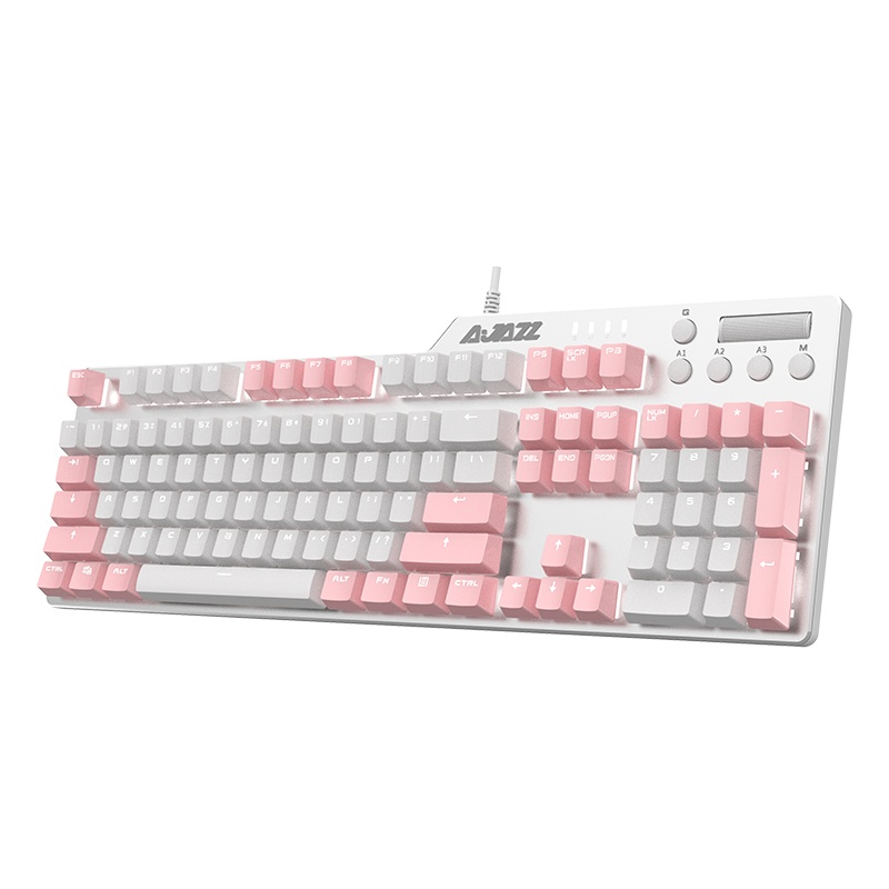 黑爵AK35I游戏机械键盘鼠标套装 黑红轴 粉色女生 赛博朋克