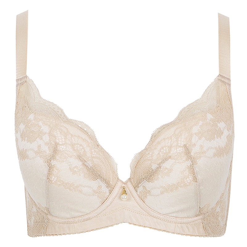 古今正品3/4罩杯轻薄透气舒适蕾丝软棉杯有钢圈聚拢型小胸内衣肤色文胸女士胸罩0H2013