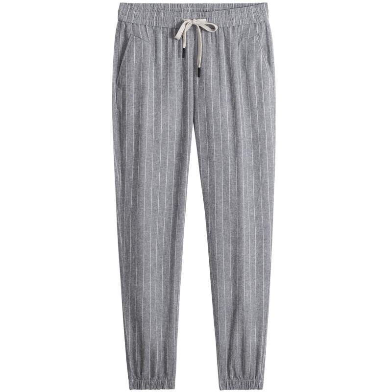 千纸鹤男装亚麻休闲裤男裤2020春季新款哈伦束脚九分裤子男90711