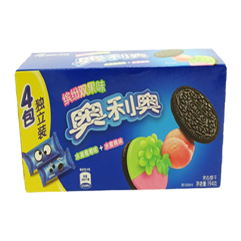 "奥利奥缤纷双果味夹心饼干水晶葡萄味+水蜜桃味194g "