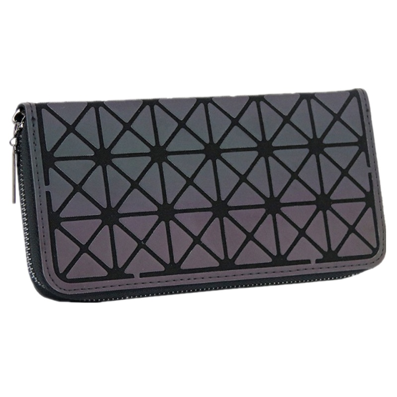 菱格三宅世家(MVO MVO LGSZSJ)女士长款时尚大容量新款拉链炫彩变色夜光几何菱格钱包韩版手拿包