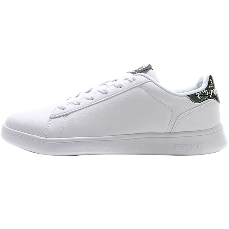 鸿星尔克（ERKE）男系带滑板鞋绿尾小白鞋防滑耐磨户外休闲鞋男子运动鞋子正白/暗绿