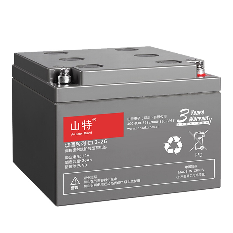 山特SANTAK 原装正品城堡系列 C12-26 UPS不间断电源专用阀控式铅酸蓄电池12V26AH