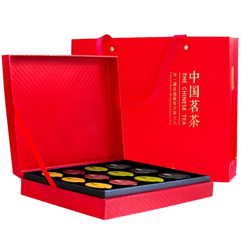 一农精装小罐装茶叶礼盒装 红茶金骏眉龙井四大茗茶茶叶 12罐 小金罐装