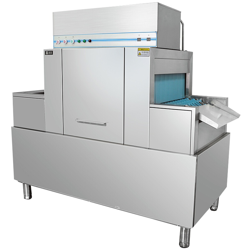 圣托(Shentop)大型单位食堂平筐式洗碗机 商用不锈钢刷碗机器 单杠双喷淋履带式洗碟机 STW-K16